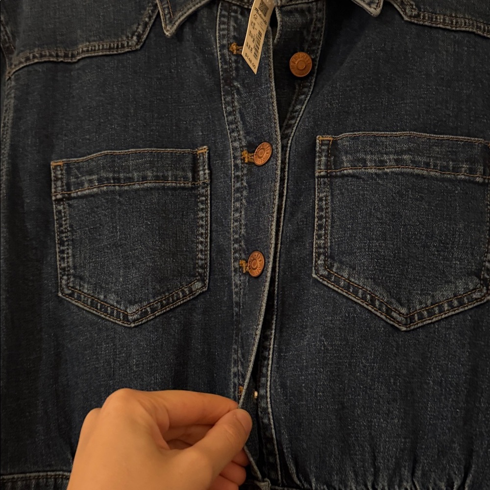 NWT madewell denim midi shirt dress with slit glissan wash sz 4 - Picture 6 of 8